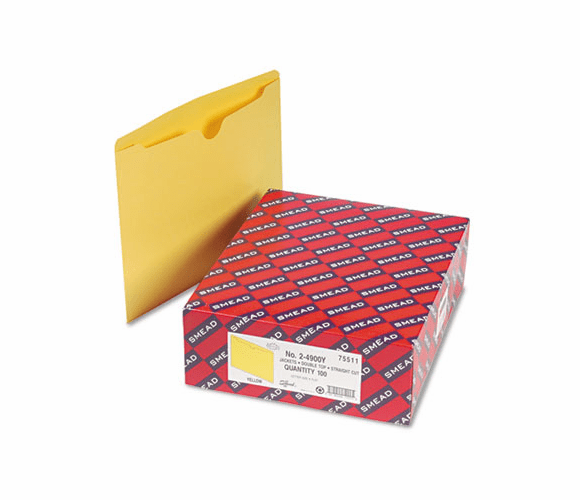 SMD75511 File Jackets, Reinforced Double-Ply Tab, Letter, 11 Point Stock, Yellow, 100/Box By SMEAD MANUFACTURING CO.