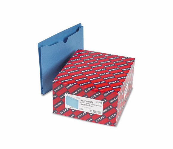 SMD75562 File Jackets, Double-Ply Tab and 2" Expansion, Letter, 11 Point, Blue, 50/Box By SMEAD MANUFACTURING CO.