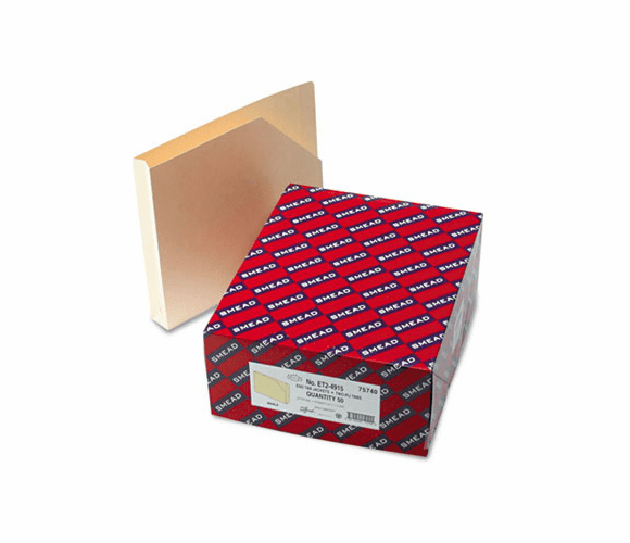 SMD75740 Hvwt End Tab File Pockets with 1 1/2 Expansion, Letter, 14 Point Manila, 50/Box By SMEAD MANUFACTURING CO.