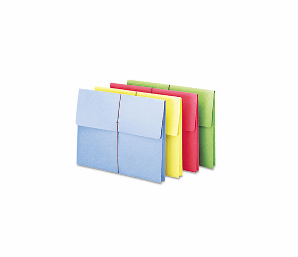 SMD77251 Two Inch Expansion Wallet, Elastic Cord, Letter, Blue/Green/Red/Yellow, 50/Box By SMEAD MANUFACTURING CO.