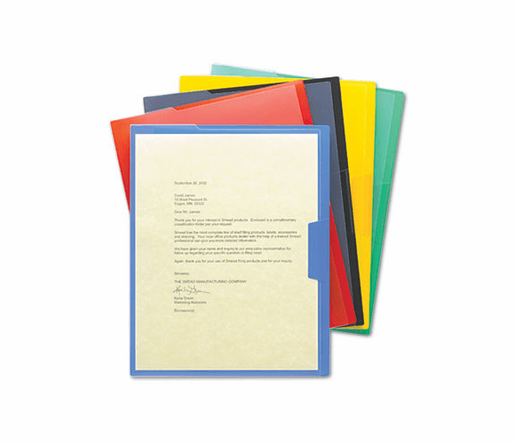 SMD85740 Clear-Front Project Jackets, Letter, Poly, Black/Blue/Green/Red/Yellow, 5/Pack By SMEAD MANUFACTURING CO.