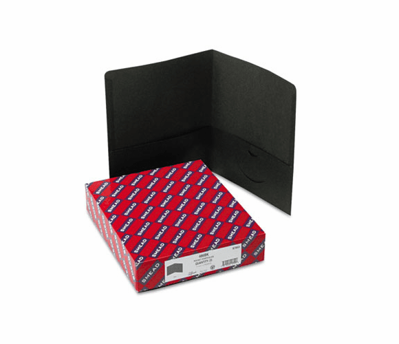 SMD87853 Two-Pocket Portfolio, Embossed Leather Grain Paper, Black, 25/Box By SMEAD MANUFACTURING CO.