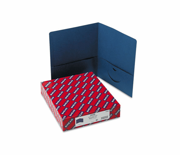 SMD87854 Two-Pocket Portfolio, Embossed Leather Grain Paper, Dark Blue, 25/Box By SMEAD MANUFACTURING CO.