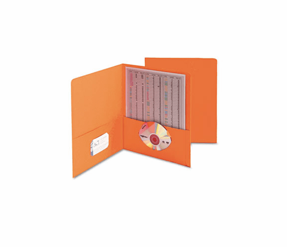 SMD87858 Two-Pocket Portfolio, Embossed Leather Grain Paper, Orange, 25/Box By SMEAD MANUFACTURING CO.