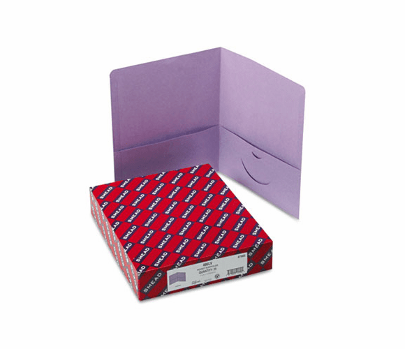 SMD87865 Two-Pocket Portfolio, Embossed Leather Grain Paper, Lavendar, 25/Box By SMEAD MANUFACTURING CO.