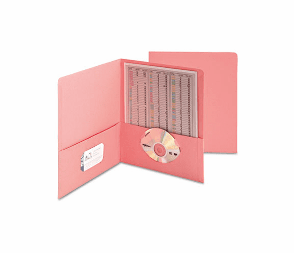 SMD87866 Pocket Portfolio, 11 Pt. Leatherette, Letter Size, Pink, 25/BX By SMEAD MANUFACTURING CO.