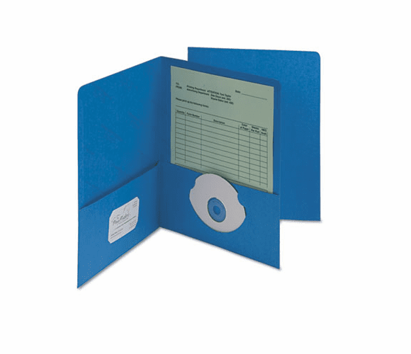 SMD87922 Antimicrobial Two-Pocket Portfolio, Embossed Leather Grain 11-Pt Stock, Blue By SMEAD MANUFACTURING CO.