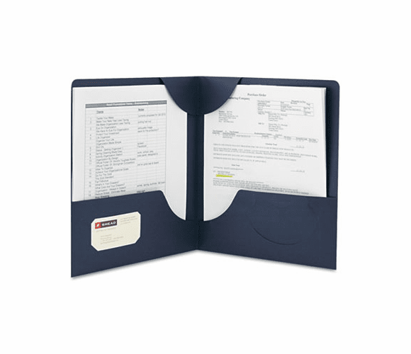 SMD87982 Lockit Two-Pocket Folder, Leatherette Stock, 11 x 8-1/2, Dark Blue, 25/Box By SMEAD MANUFACTURING CO.