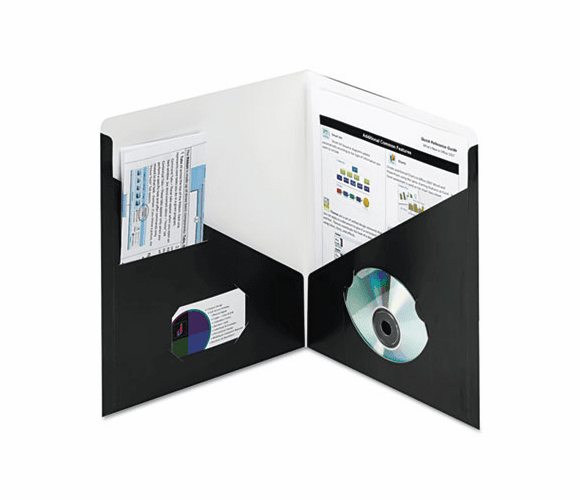 SMD87990 Contemporary Classics Two-Pocket Folder, 11 x 8-1/2, Black, 25/Box By SMEAD MANUFACTURING CO.