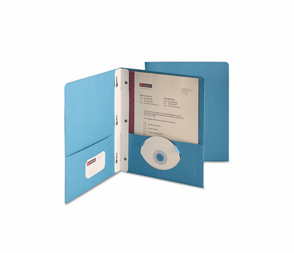 SMD88052 Paper Two-Pocket Portfolio, Tang Clip, Letter, 1/2" Capacity, Blue, 25/Box By SMEAD MANUFACTURING CO.