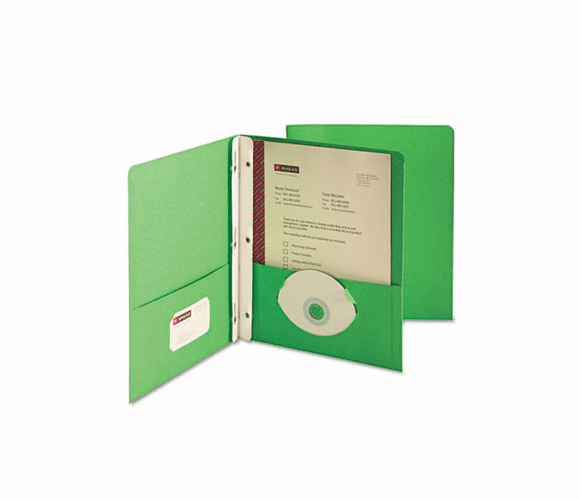 SMD88055 Two-Pocket Portfolio, Tang Clip, Letter, 1/2" Capacity, Green, 25/Box By SMEAD MANUFACTURING CO.