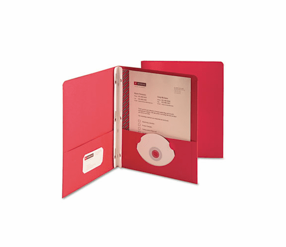SMD88059 Paper Two-Pocket Portfolio, Tang Clip, Letter, 1/2" Capacity, Red, 25/Box By SMEAD MANUFACTURING CO.
