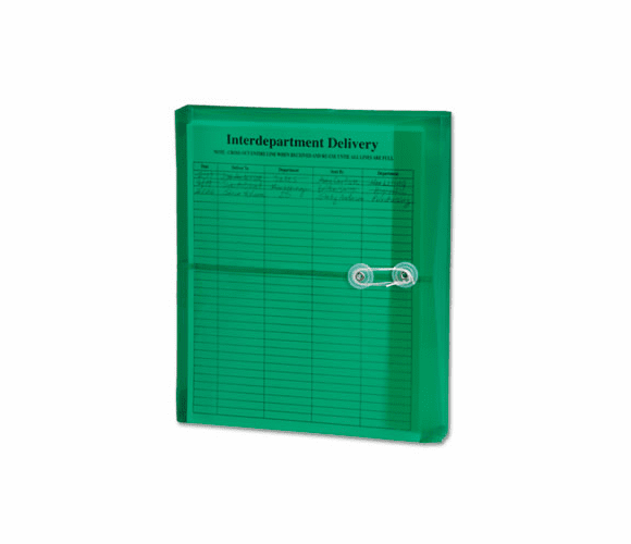 SMD89523 Poly String & Button Booklet Envelope, 9 3/4 x 11 5/8 x 1 1/4, Green, 5/Pack By SMEAD MANUFACTURING CO.