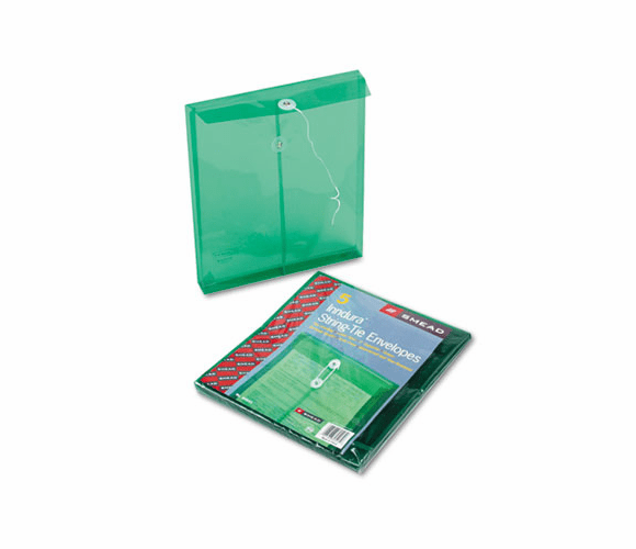 SMD89543 Poly String & Button Envelope, 9 3/4 x 11 5/8 x 1 1/4, Green, 5/Pack By SMEAD MANUFACTURING CO.