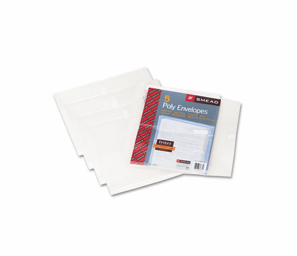 SMD89661 Side-Load Envelopes, 1 1/4 Inch Expansion, Jacket, Letter, Poly, Clear, 5/Pack By SMEAD MANUFACTURING CO.