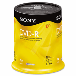 SON100DMR47RS4 DVD-R Discs, 4.7GB, 16x, 100/Pack By SONY ELECTRONICS, INC.