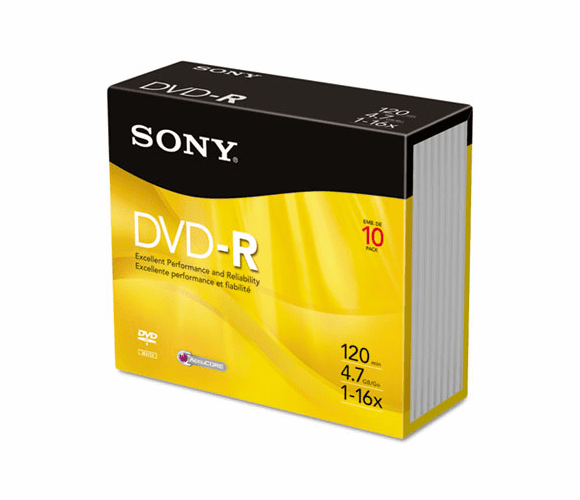 SON10DMR47R4 DVD-R Discs, 4.7GB, 16x, 10/Pack By SONY ELECTRONICS, INC.