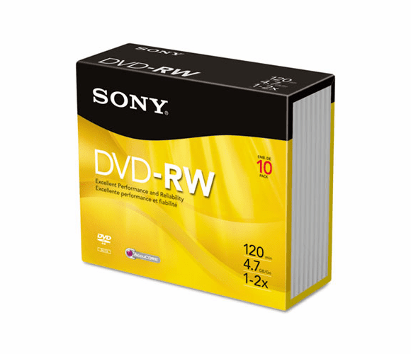 SON10DMW47R2 DVD-RW Discs, 4.7GB, 2x, 10/Pack By SONY ELECTRONICS, INC.