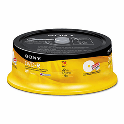 SON25DMR47RSP4 DVD-R Disc, Spindle, 25/Pack By SONY ELECTRONICS, INC.