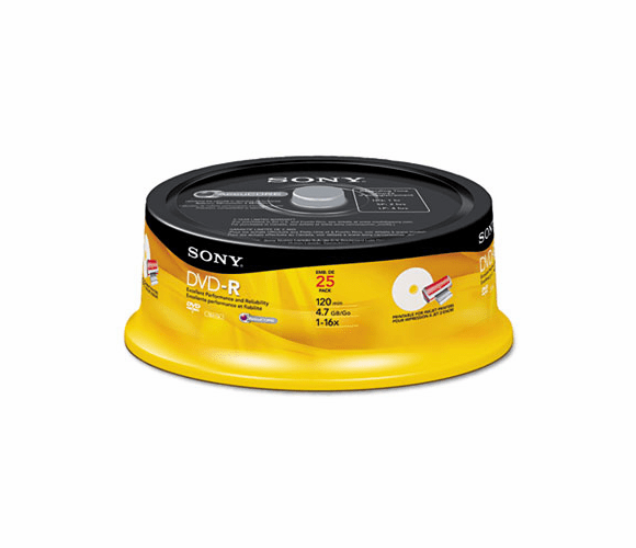 SON25DMR47RSP4 DVD-R Disc, Spindle, 25/Pack By SONY ELECTRONICS, INC.