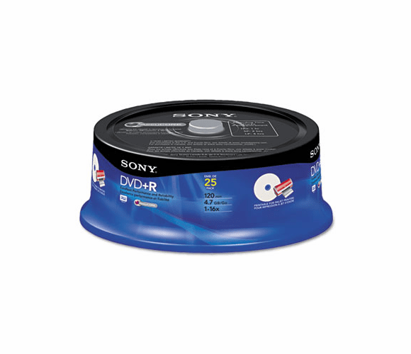 SON25DPR47RSP4 DVD+R Disc, Spindle, 25/Pack By SONY ELECTRONICS, INC.