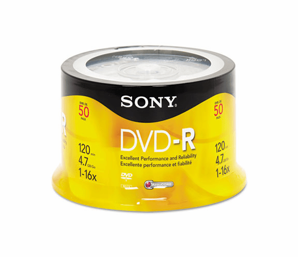 SON50DMR47RS4 DVD-R Discs, 4.7GB, 16x, 50/Pack By SONY ELECTRONICS, INC.