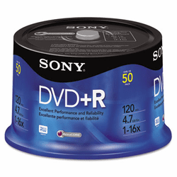 SON50DPR47RS DVD+R Discs, 4.7GB, 16x, 50/Pack By SONY ELECTRONICS, INC.