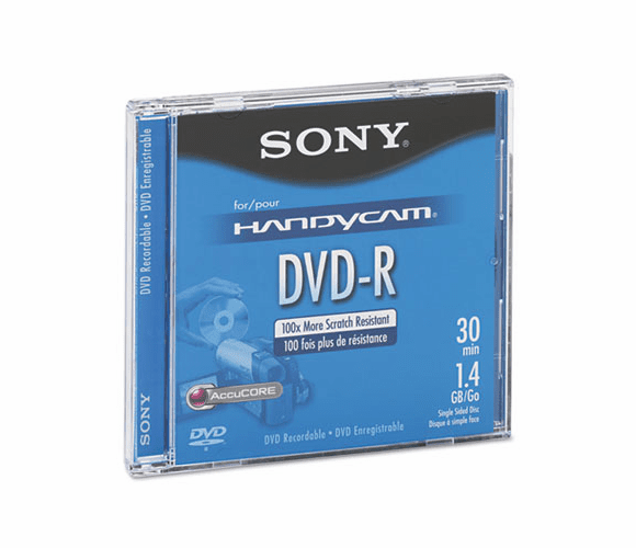 SONDMR30R1H Mini (8cm) DVD-R Disc, 1.4GB, 2x, w/Jewel Case, Silver By SONY ELECTRONICS, INC.