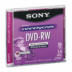 SONDMW30R2H Mini (8cm) DVD-RW Disc, 1.4GB, 2x, w/Jewel Case, Silver By SONY ELECTRONICS, INC.