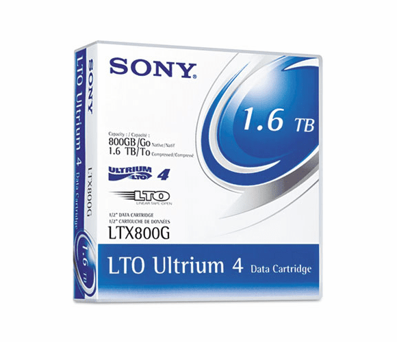 SONLTX800G 1/2" Ultrium LTO-4 Cartridge, 2600ft, 800GB Native/1.6TB Compressed Capacity By SONY ELECTRONICS, INC.