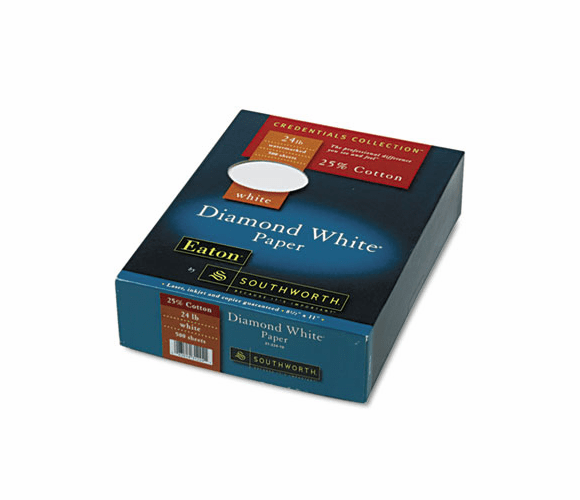 SOU3122410 25% Cotton Diamond White Business Paper, 24 lbs., 8-1/2 x 11, 500/Box By SOUTHWORTH CO.