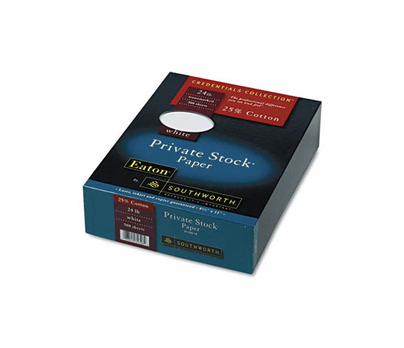 SOU3132610 25% Cotton Private Stock Business Paper, White, Laid, 24 lb, 8-1/2 x 11,  500/Bx By SOUTHWORTH CO.