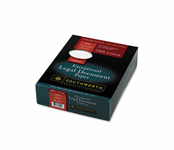 SOU33C 100% Cotton Legal Document Paper, White, 20 lbs., Wove, 8-1/2 x 11,  500/Box By SOUTHWORTH CO.