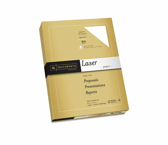 SOU358C 25% Cotton Premium Laser Paper, White 95, 32 lbs., Smooth, 8-1/2 x 11, 300/Pack By SOUTHWORTH CO.
