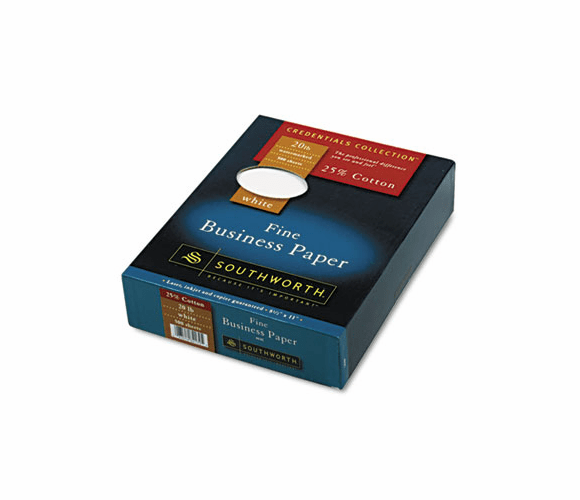 SOU403C 25% Cotton Business Paper, White, 20 lbs., Wove, 8-1/2 x 11,  500/Box, FSC By SOUTHWORTH CO.
