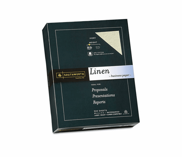 SOU564C 25% Cotton Linen Business Paper, Ivory, 24 lbs., 8-1/2 x 11,  500/Box, FSC By SOUTHWORTH CO.