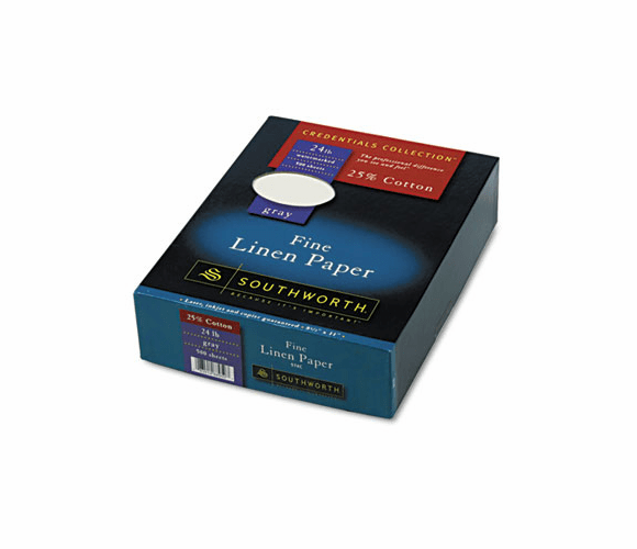 SOU574C 25% Cotton Linen Business Paper, Gray,  24 lbs., 8-1/2 x 11, 500/Box, FSC By SOUTHWORTH CO.