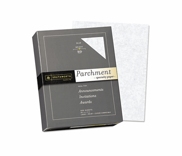 SOU964C Parchment Specialty Paper, Blue, 24 lbs., 8-1/2 x 11, 500/Box By SOUTHWORTH CO.