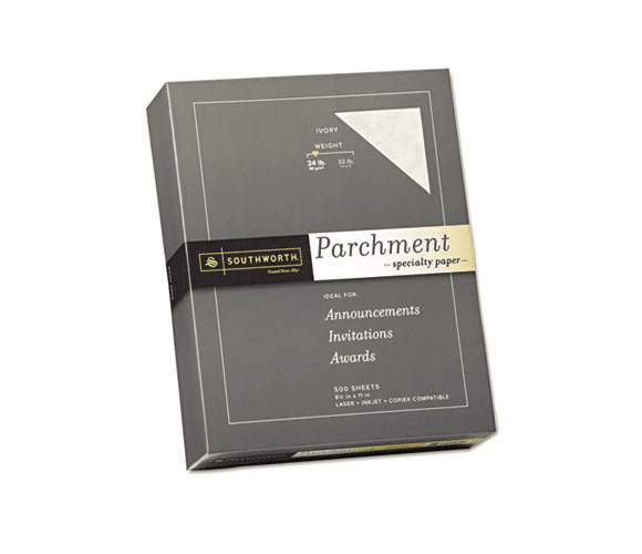 SOU984C Parchment Specialty Paper, Ivory, 24 lbs., 8-1/2 x 11, 500/Box By SOUTHWORTH CO.