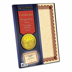 SOUCT5R Parchment Certificates, Copper w/Red-Brown Border, 24 lbs., 8-1/2 x 11, 25/Pack By SOUTHWORTH CO.