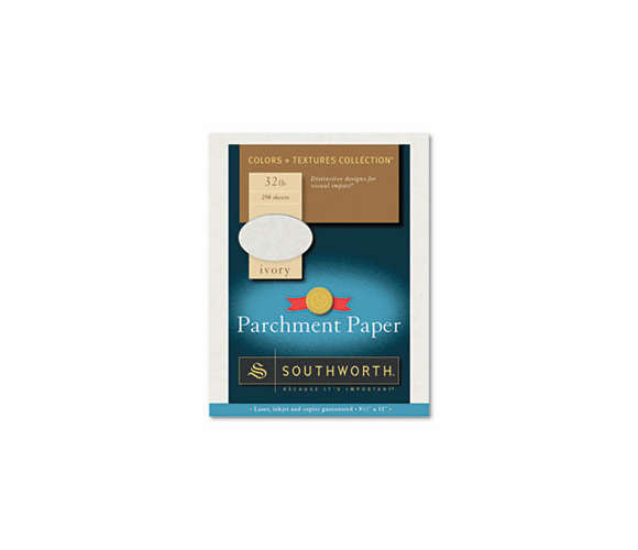 SOUJ988C Parchment Specialty Paper, Ivory, 32 lbs., 8-1/2 x 11, 250/Box By SOUTHWORTH CO.