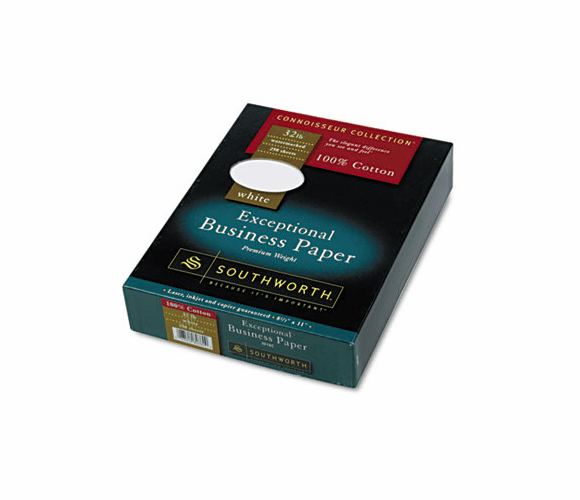 SOUJD18C 100% Cotton Business Paper, White, 32 lbs., 8-1/2 x 11, 250/Box By SOUTHWORTH CO.