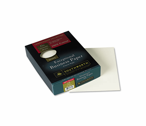 SOUJD18IC 100% Cotton Business Paper, Ivory, 32 lbs., 8-1/2 x 11, 250/Box By SOUTHWORTH CO.