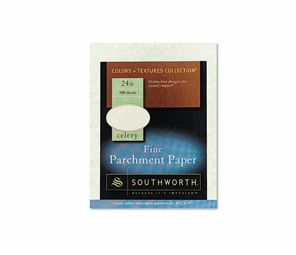 SOUP874CK Parchment Specialty Paper, Celery, 24 lbs., 8-1/2 x 11, 100/Box By SOUTHWORTH CO.