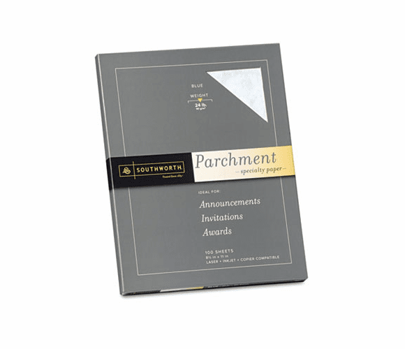 SOUP964CK Parchment Specialty Paper, Blue, 24 lbs., 8-1/2 x 11, 100/Box By SOUTHWORTH CO.