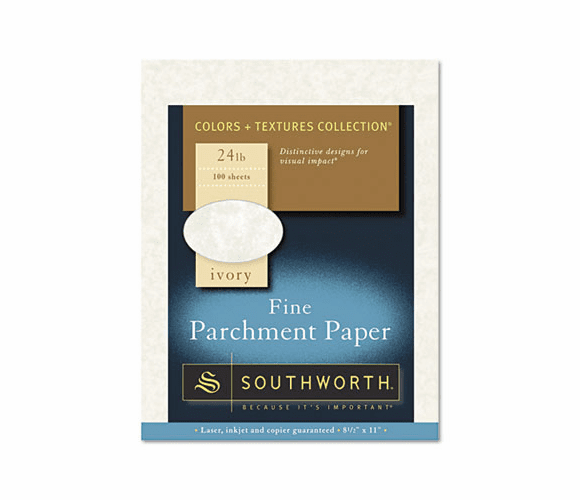 SOUP984CK Parchment Specialty Paper, Ivory, 24 lbs., 8-1/2 x 11, 100/Box By SOUTHWORTH CO.