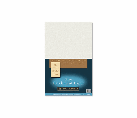 SOUP984H Parchment Specialty Paper, Ivory, 24 lbs., 11 x 17, 100/Box By SOUTHWORTH CO.