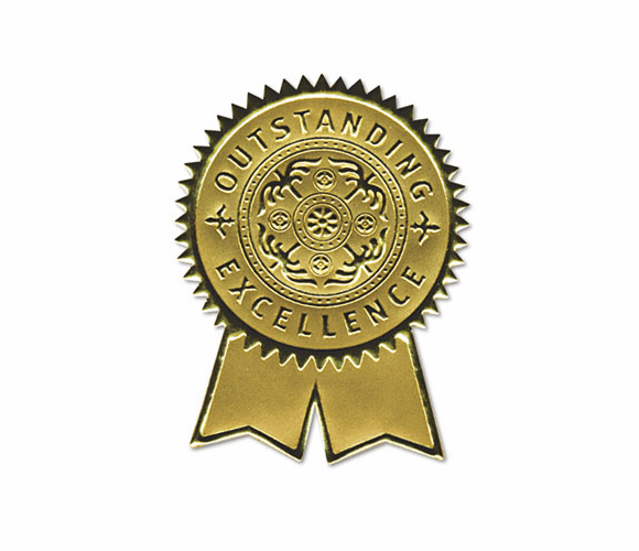 SOUS1 Gold Foil Certificate Seals, "Excellence", Embossed Foil , 12/Pack By SOUTHWORTH CO.