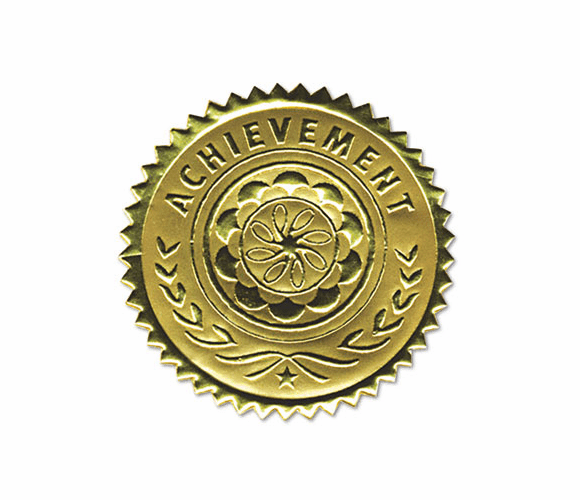 SOUS2 Gold Foil Certificate Seals, "Achievement", Embossed Foil, 12/Pack By SOUTHWORTH CO.
