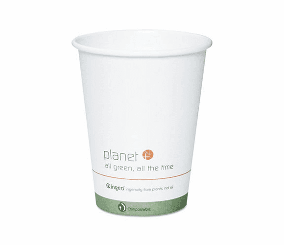 STMPLC12S1 Planet+ Hot Cup, 12 oz, White w/logo, 500/Carton By ASEAN